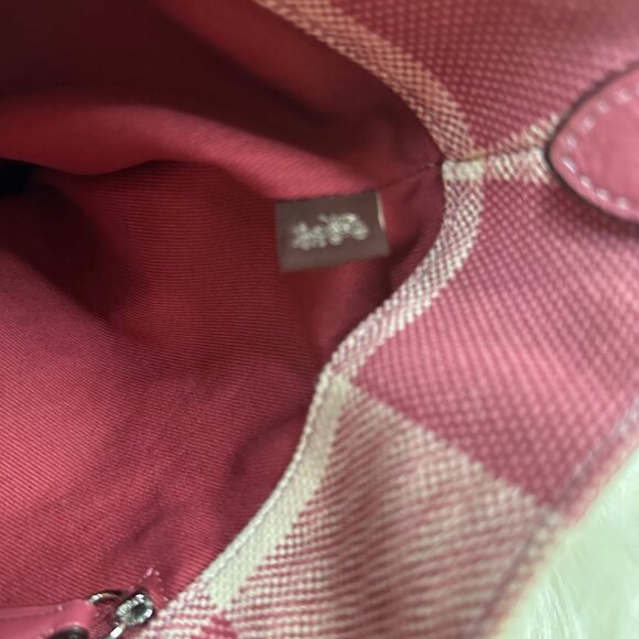 Coach Pink and Cream Checkered Tote - Picture 12 of 14